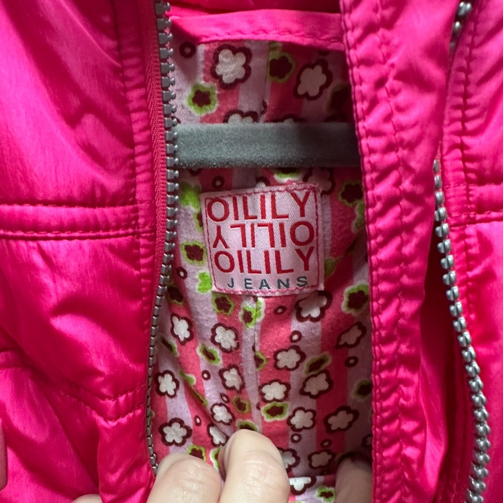 Oilily girls pink hooded puffer vest L/XL - Picture 4 of 6